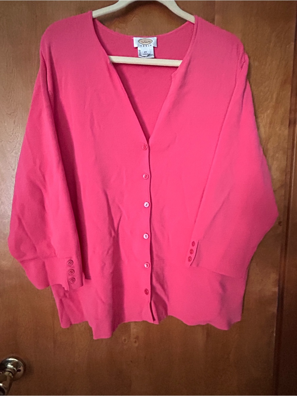 Talbots Bright Pink V-Neck Button-Front Cardigan